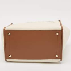 Jimmy Choo Beige/Brown Canvas and Leather Varenne Tote