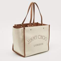 Jimmy Choo Beige/Brown Canvas and Leather Varenne Tote