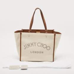 Jimmy Choo Beige/Brown Canvas and Leather Varenne Tote