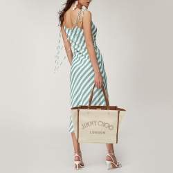 Jimmy Choo Beige/Brown Canvas and Leather Varenne Tote