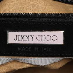 Pre Owned Jimmy Choo Black Suede and Snakeskin Fringed Tatum Hobo