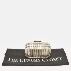 Pre Owned Jimmy Choo Gold Metal Cage Clutch