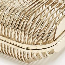 Pre Owned Jimmy Choo Gold Metal Cage Clutch