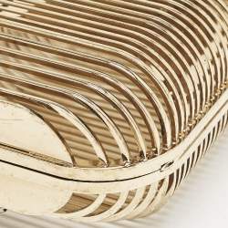 Pre Owned Jimmy Choo Gold Metal Cage Clutch