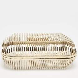 Pre Owned Jimmy Choo Gold Metal Cage Clutch