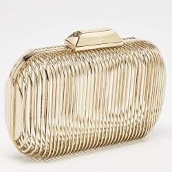 Pre Owned Jimmy Choo Gold Metal Cage Clutch