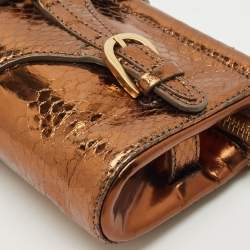 Jimmy Choo Bronze Python Tulita Wristlet Clutch