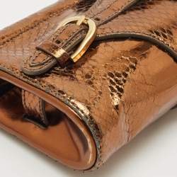 Jimmy Choo Bronze Python Tulita Wristlet Clutch
