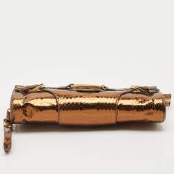 Jimmy Choo Bronze Python Tulita Wristlet Clutch