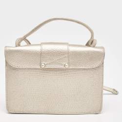 Jimmy Choo Metallic Beige Lizard Embossed Leather Rebel Crossbody Bag