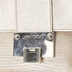 Jimmy Choo Metallic Beige Lizard Embossed Leather Rebel Crossbody Bag