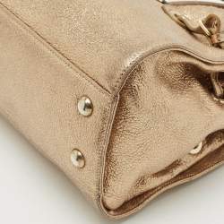 Jimmy Choo Gold Leather Small Rosalie Top Handle Bag