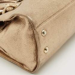 Jimmy Choo Gold Leather Small Rosalie Top Handle Bag