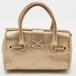 Jimmy Choo Gold Leather Small Rosalie Top Handle Bag