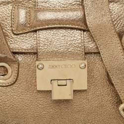 Jimmy Choo Gold Leather Small Rosalie Top Handle Bag