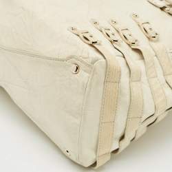 Pre Owned Jimmy Choo Off White Leather and Snakeskin Trim Bree Bag