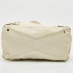 Pre Owned Jimmy Choo Off White Leather and Snakeskin Trim Bree Bag