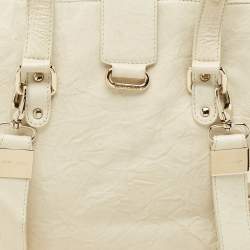 Pre Owned Jimmy Choo Off White Leather and Snakeskin Trim Bree Bag