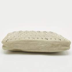 Jimmy Choo Grey Leather Star Studded Zulu Clutch