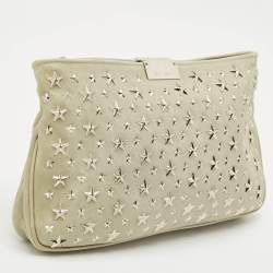 Jimmy Choo Grey Leather Star Studded Zulu Clutch
