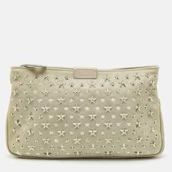 Jimmy Choo Grey Leather Star Studded Zulu Clutch