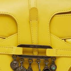 Jimmy Choo Yellow Leather Tulita Charm Shoulder Bag