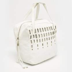 Jimmy Choo White Leather Dessy Satchel