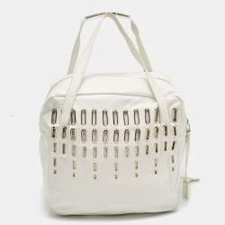 Jimmy Choo White Leather Dessy Satchel