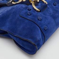 Jimmy Choo Blue Suede Flap Crossbody Bag