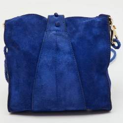 Jimmy Choo Blue Suede Flap Crossbody Bag