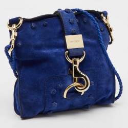 Jimmy Choo Blue Suede Flap Crossbody Bag