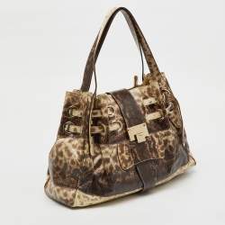 Jimmy Choo Brown/Cream Water Snake Leather Ramona Shoulder Bag