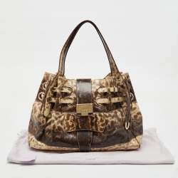 Jimmy Choo Brown/Cream Water Snake Leather Ramona Shoulder Bag