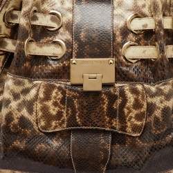 Jimmy Choo Brown/Cream Water Snake Leather Ramona Shoulder Bag