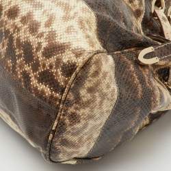 Jimmy Choo Brown/Cream Water Snake Leather Ramona Shoulder Bag