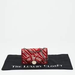 Jimmy Choo Red Canvas and Leather Finley Logo Crossbody Bag