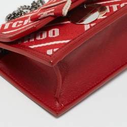 Jimmy Choo Red Canvas and Leather Finley Logo Crossbody Bag
