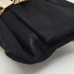 Jimmy Choo Black Shimmer Suede Chandra Chain Clutch