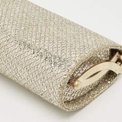 Jimmy Choo Gold Glitter Lurex Fabric Twill Tube Clutch