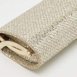 Jimmy Choo Gold Glitter Lurex Fabric Twill Tube Clutch
