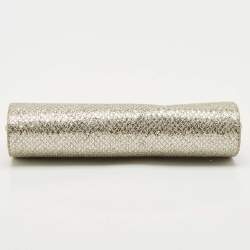 Jimmy Choo Gold Glitter Lurex Fabric Twill Tube Clutch