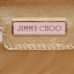 Jimmy Choo Gold Glitter Lurex Fabric Twill Tube Clutch