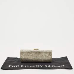 Jimmy Choo Gold Glitter Lurex Fabric Twill Tube Clutch