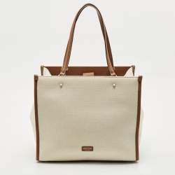 Jimmy Choo Tan/natural Canvas Varenne Tote