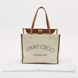 Jimmy Choo Tan/natural Canvas Varenne Tote
