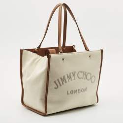 Jimmy Choo Tan/natural Canvas Varenne Tote