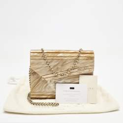 Jimmy Choo Brown Marble Effect Acrylic Candy Chain Clutch