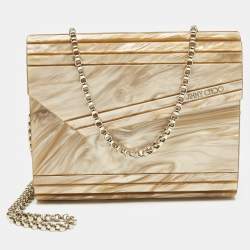 Jimmy Choo Brown Marble Effect Acrylic Candy Chain Clutch