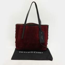 Jimmy Choo Burgundy Leather and Suede Twist Tote