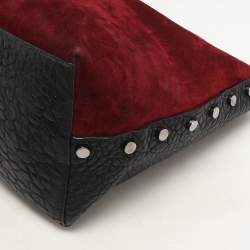 Jimmy Choo Burgundy Leather and Suede Twist Tote